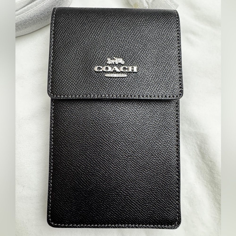Coach Black Textured Leather Phone Sleeve